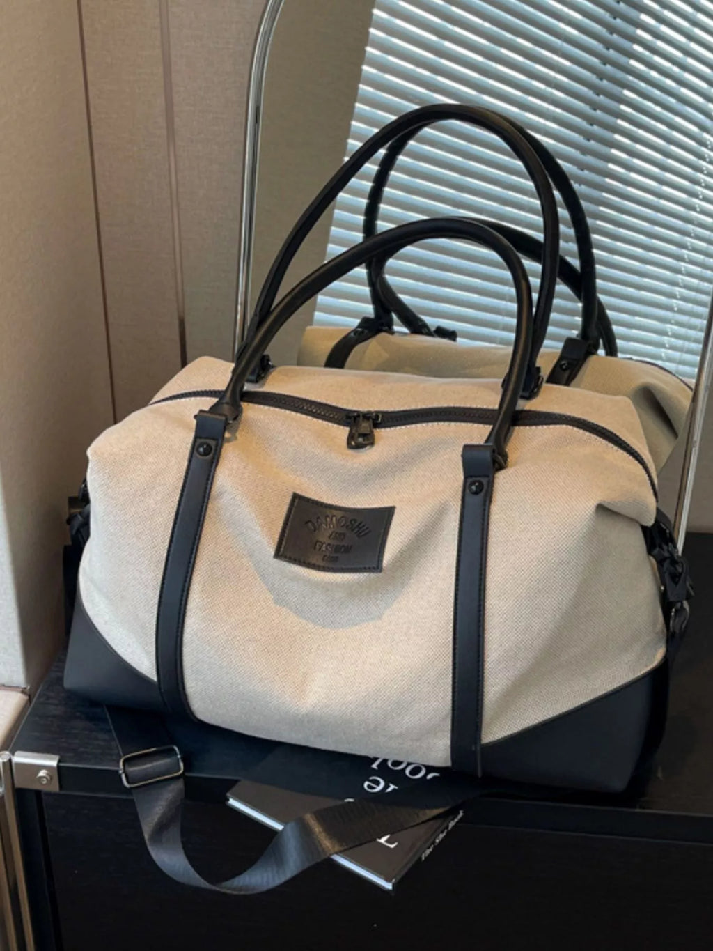 Canvas Leather Trim Travel  Bag