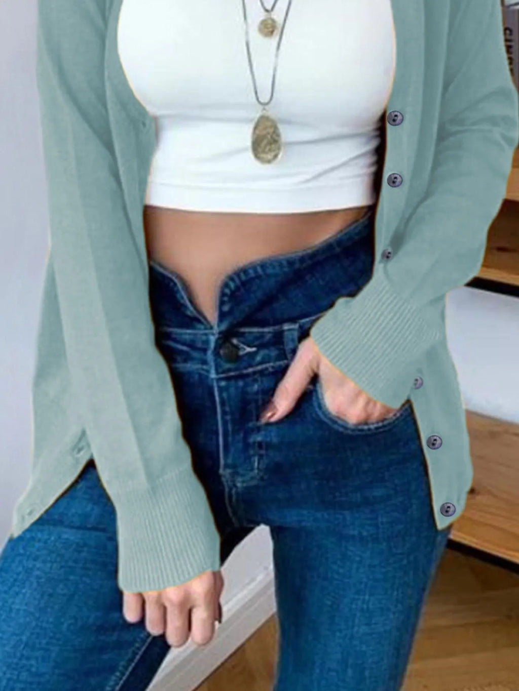 Button-Up Long Sleeve Cardigan