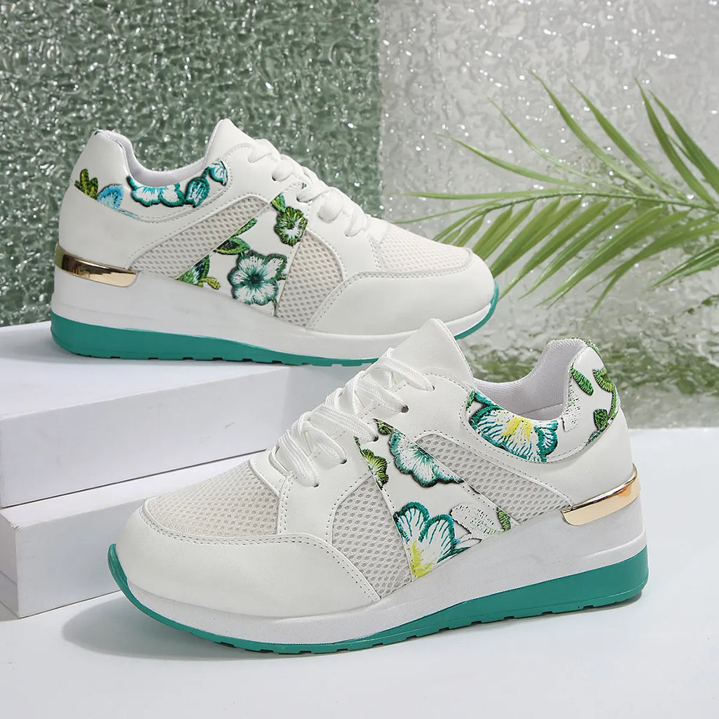 Floral Mesh Wedge Athletic
