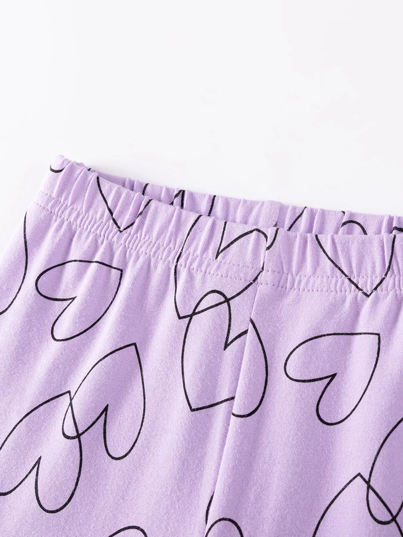 Children's Heart Print Tee and Shorts Casual Set