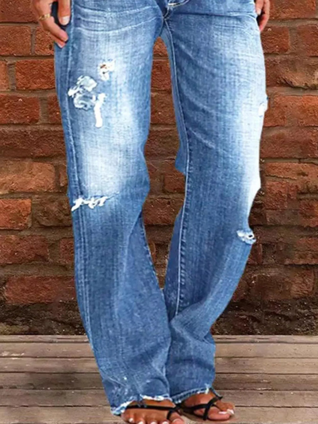 Full Size Distressed Raw Hem Jeans Plus Size
