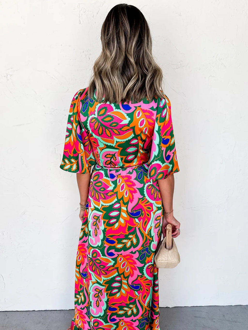 Floral Print Wrap Maxi Dress with Ruffle Details