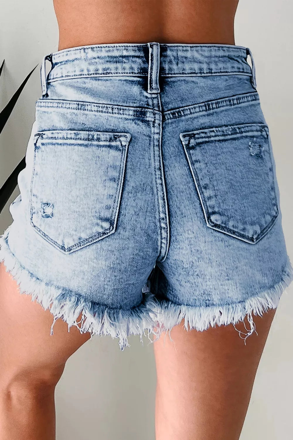 Distressed Frayed Hem Denim Shorts