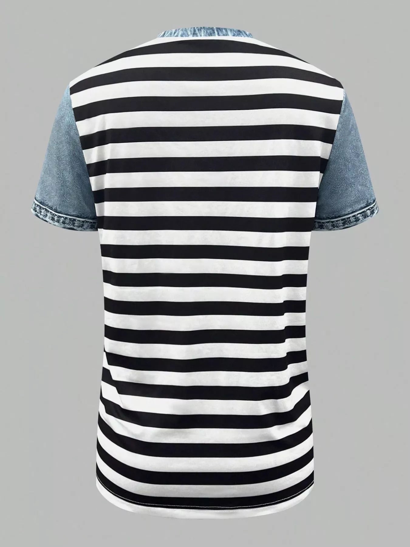Denim Patchwork Short Sleeve Blouse