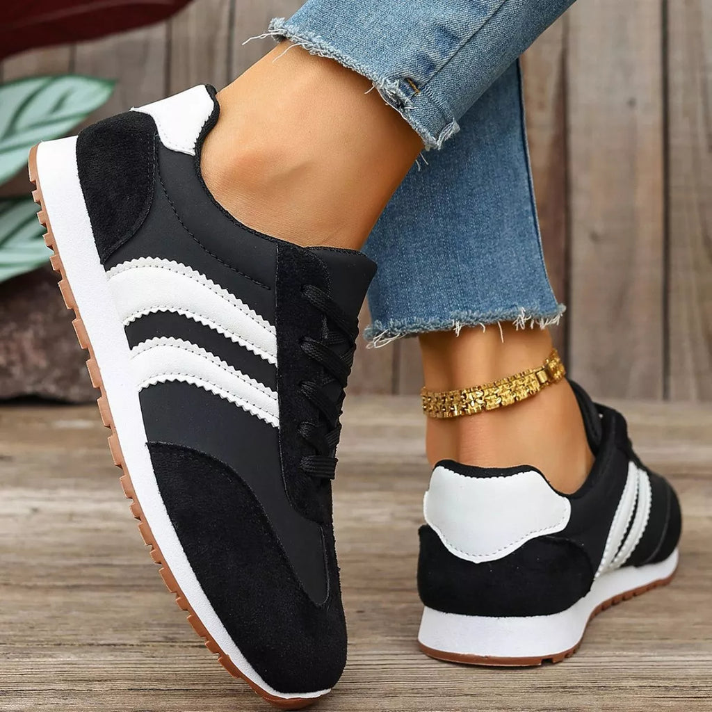 Striped Lace-Up Casual Sneakers