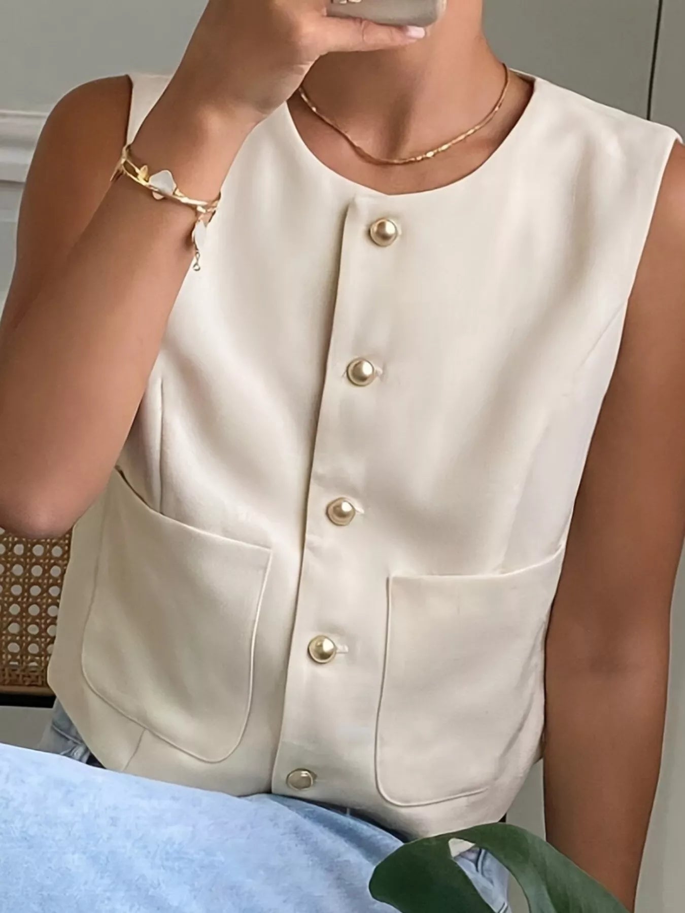 Button-Down Sleeveless Vest