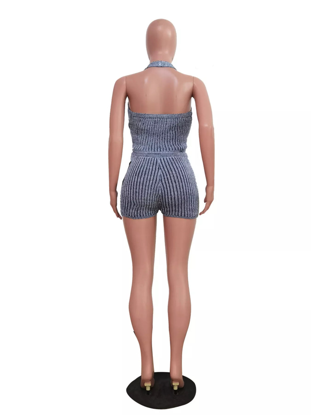 Halter Neck Top and Shorts Sweater Set