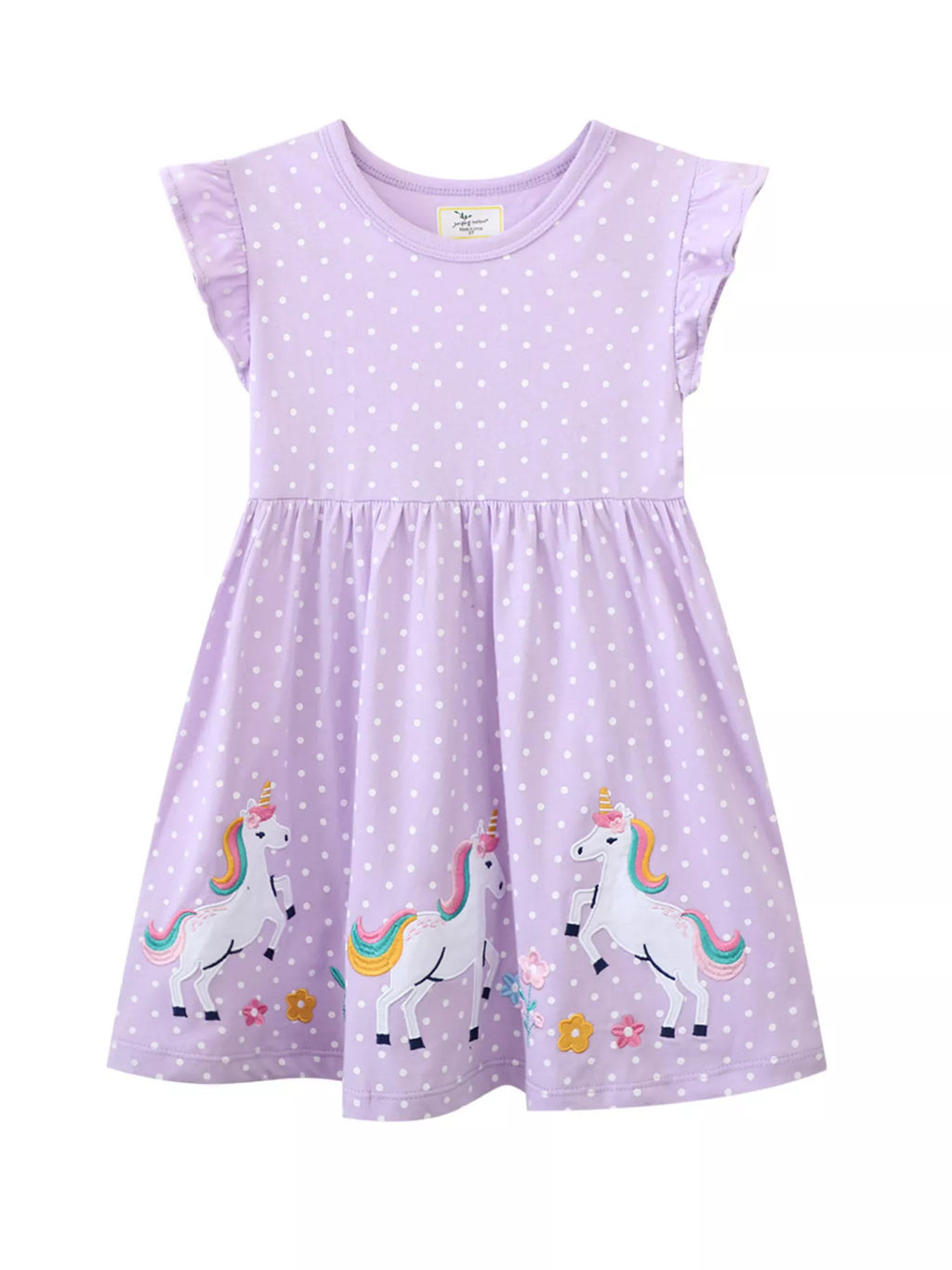 Children's Unicorn Embroidered Polka Dot Dress