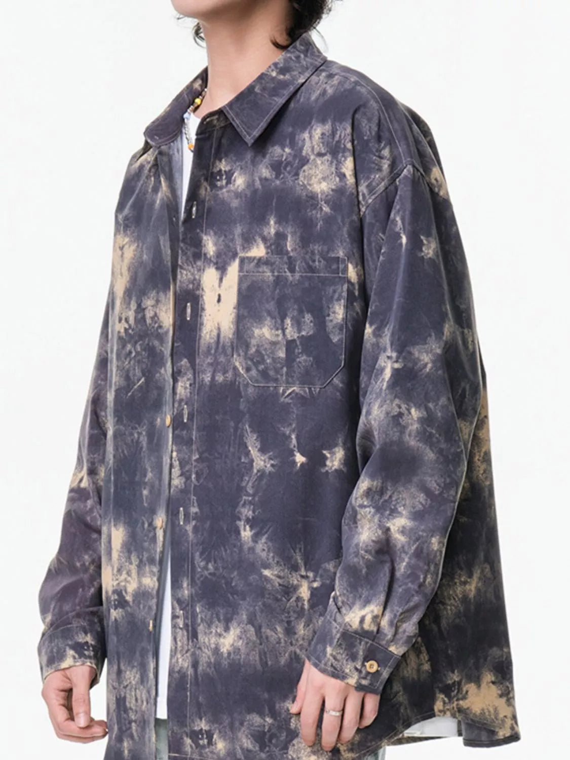 Men's Plus Size Tie-Dye Button-Up Shirt