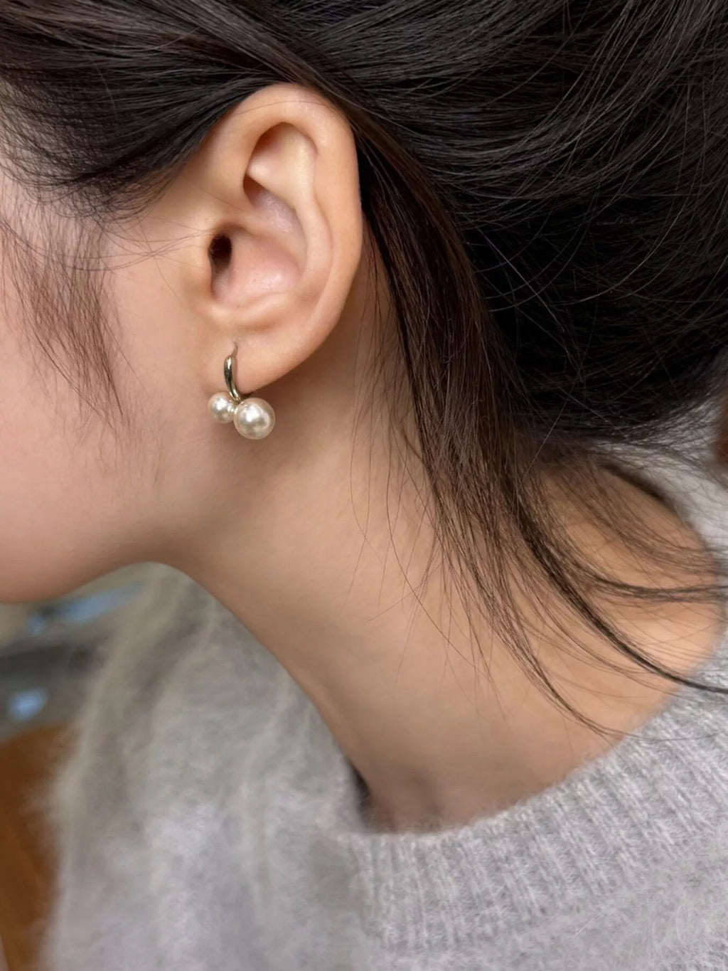 Double Pearl Hoop Earrings