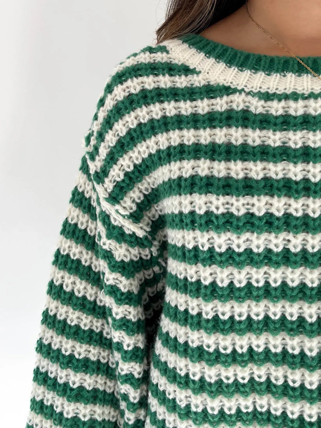 Oversized Striped Drop Shoulder Sweater