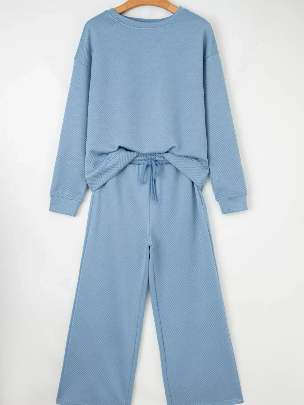 Loose Textured Top and Pants 2pcs Outfit Set