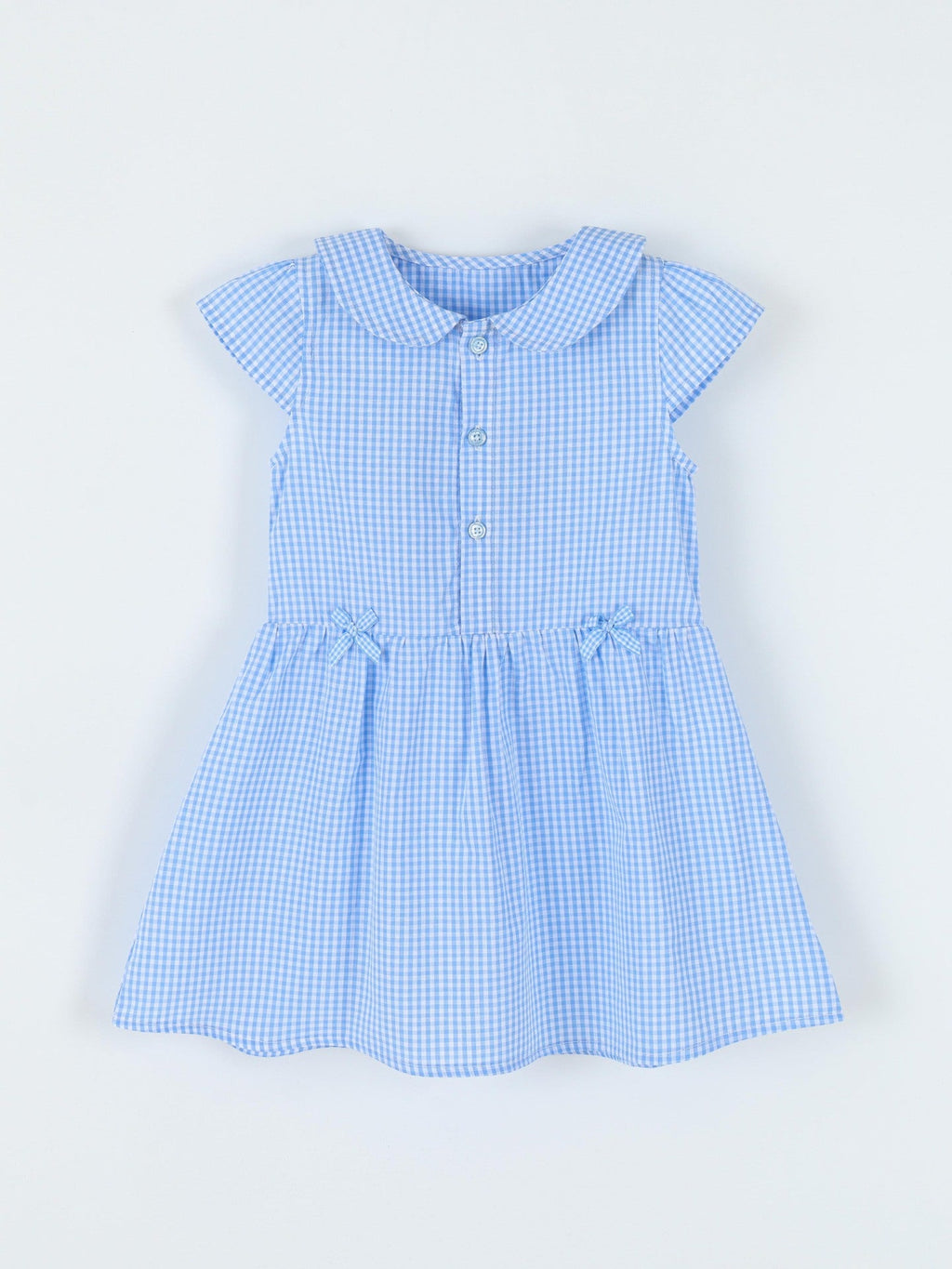 Children's Gingham Peter Pan Collar Button-Front Dress