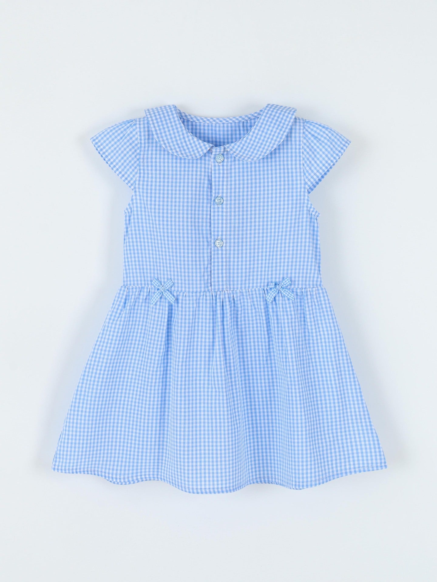Children's Gingham Peter Pan Collar Button-Front Dress