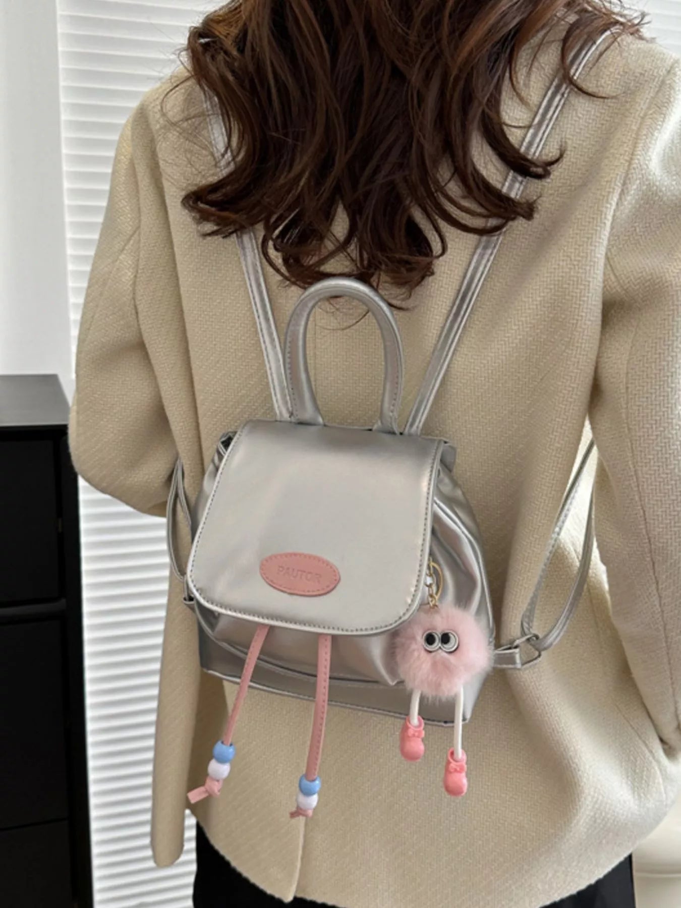 Mini Leather Drawstring Backpack Bag
