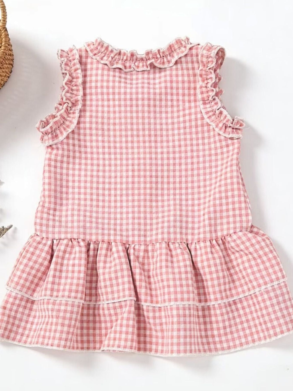 Children's Ruffled Gingham Sleeveless Dress