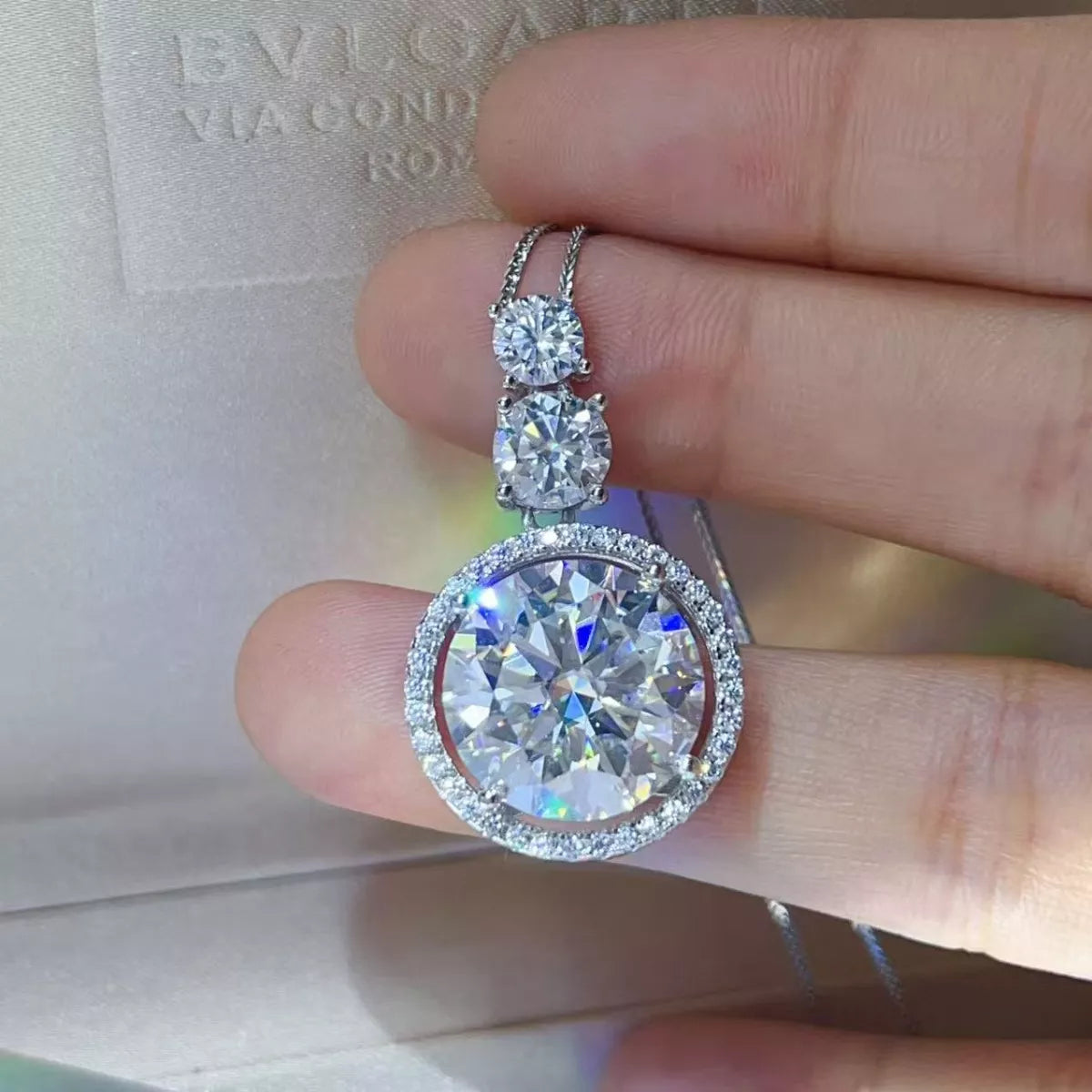 11.5 Carat Moissanite 925 Sterling Silver Pendant Necklace