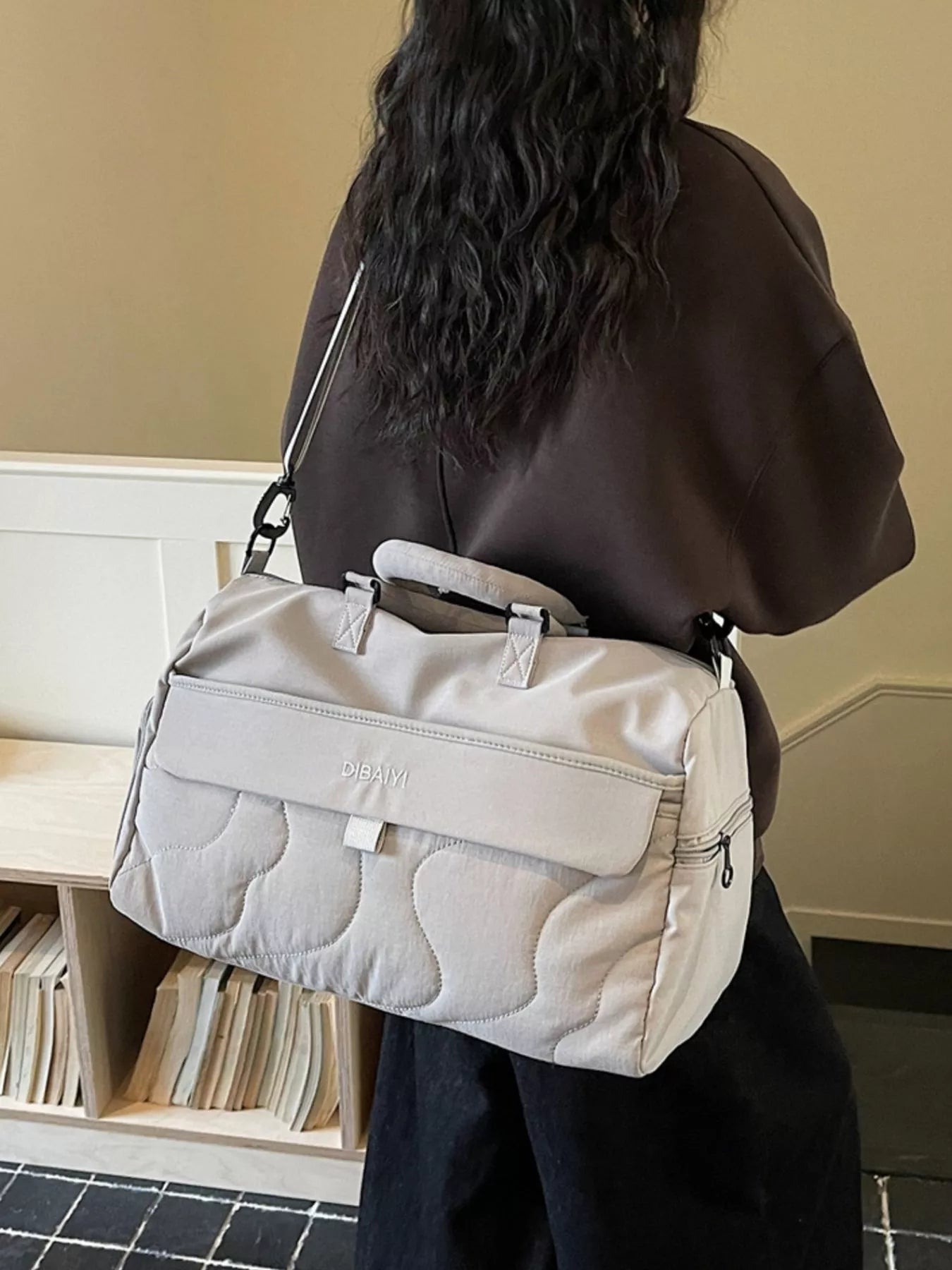 Quilted Duffel Bag with Adjustable Strap