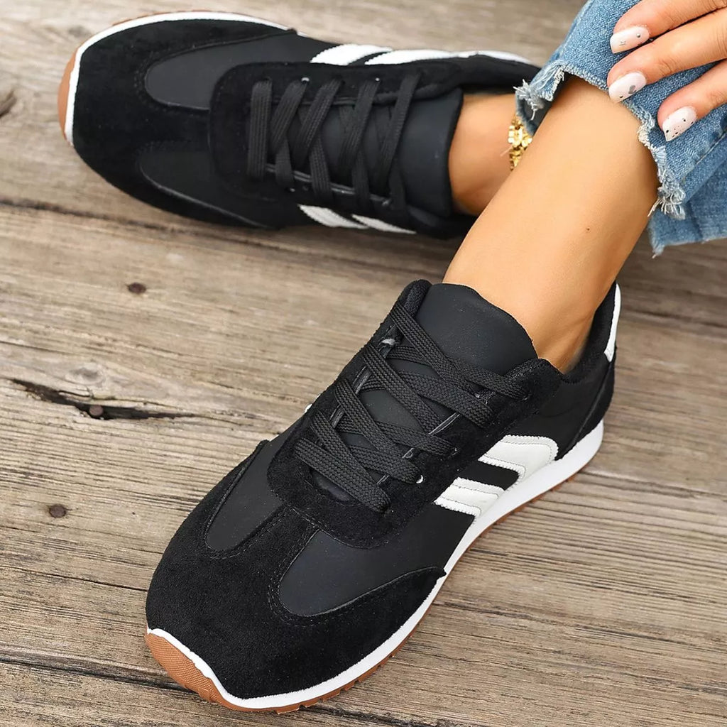 Striped Lace-Up Casual Sneakers