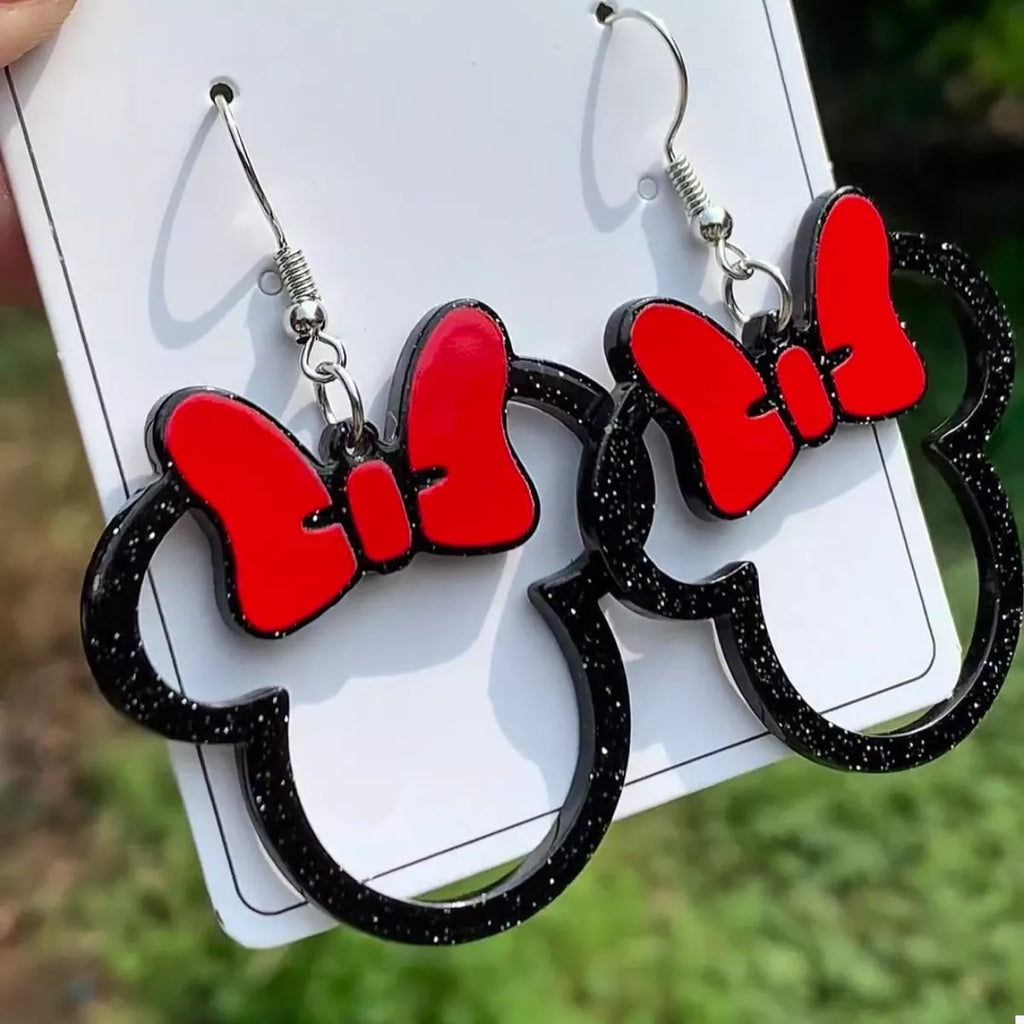 Mickey Mouse Bow Drop Earrings