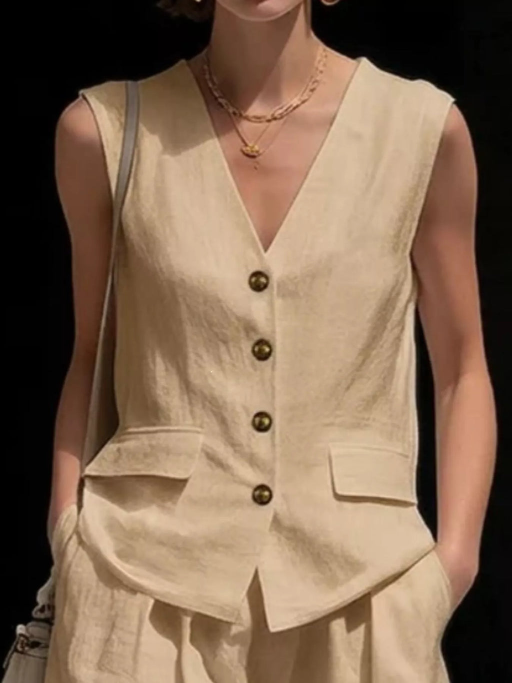 Full Size Sleeveless Vest and Shorts Set Plus Size