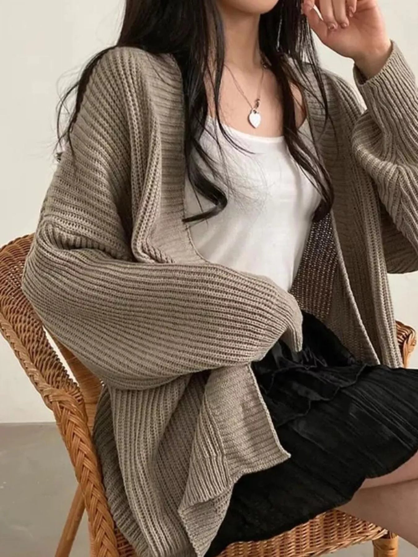 Open Front Oversized Knit Cardigan