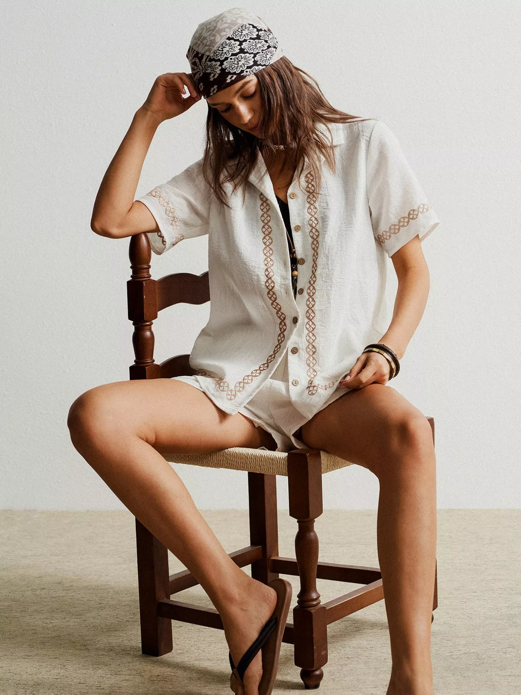 Button Up Short Sleeve Shirt and Shorts Set