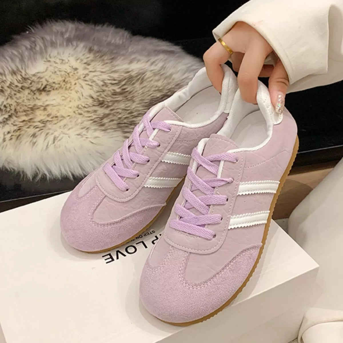 Striped Lace Up Casual Sneakers
