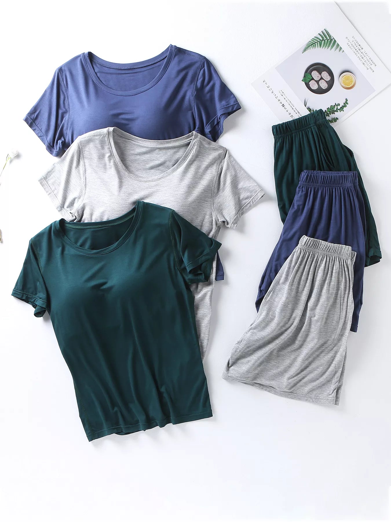 Plus Size Padded Round Neck Modal T-Shirt and Shorts Set