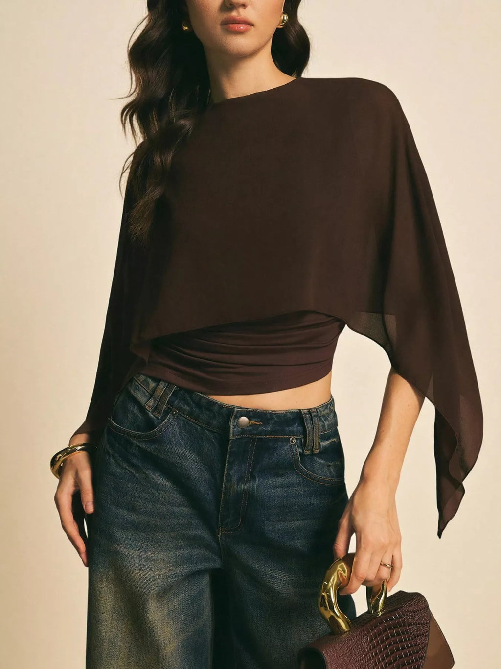Cape Sleeve Chiffon Top