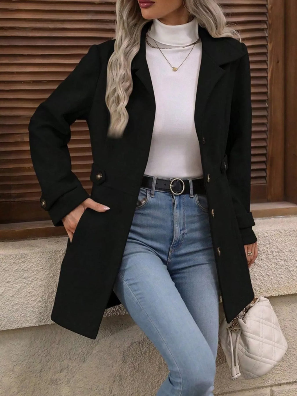Button Up Long Sleeve Coat