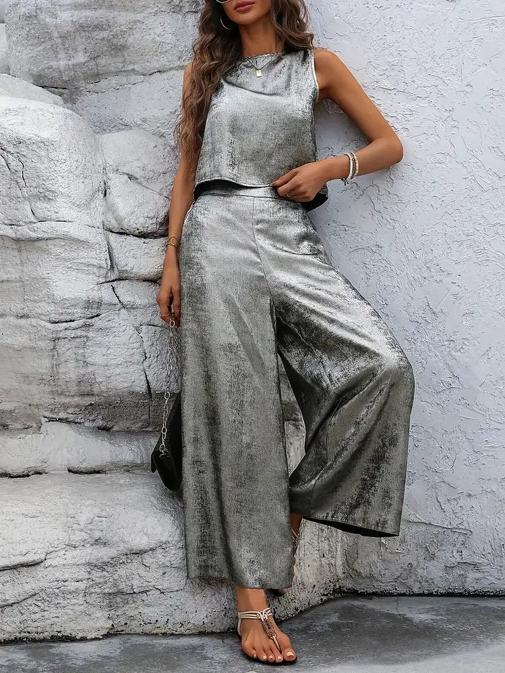Round Neck Tank and Pants Set