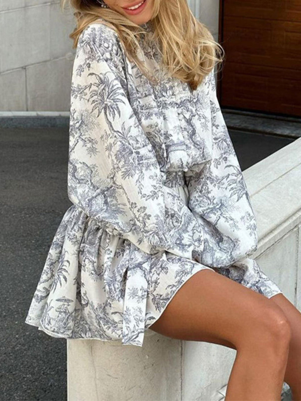 Full Size Floral Print Tie Waist Mini Dress Plus Size