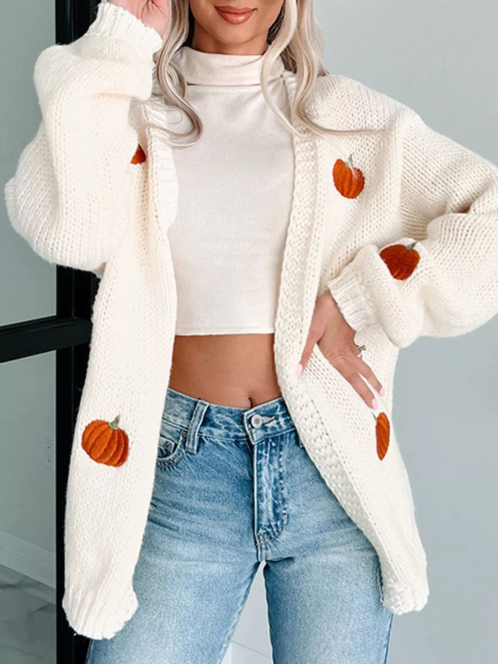 Embroidered Button Up Cardigan