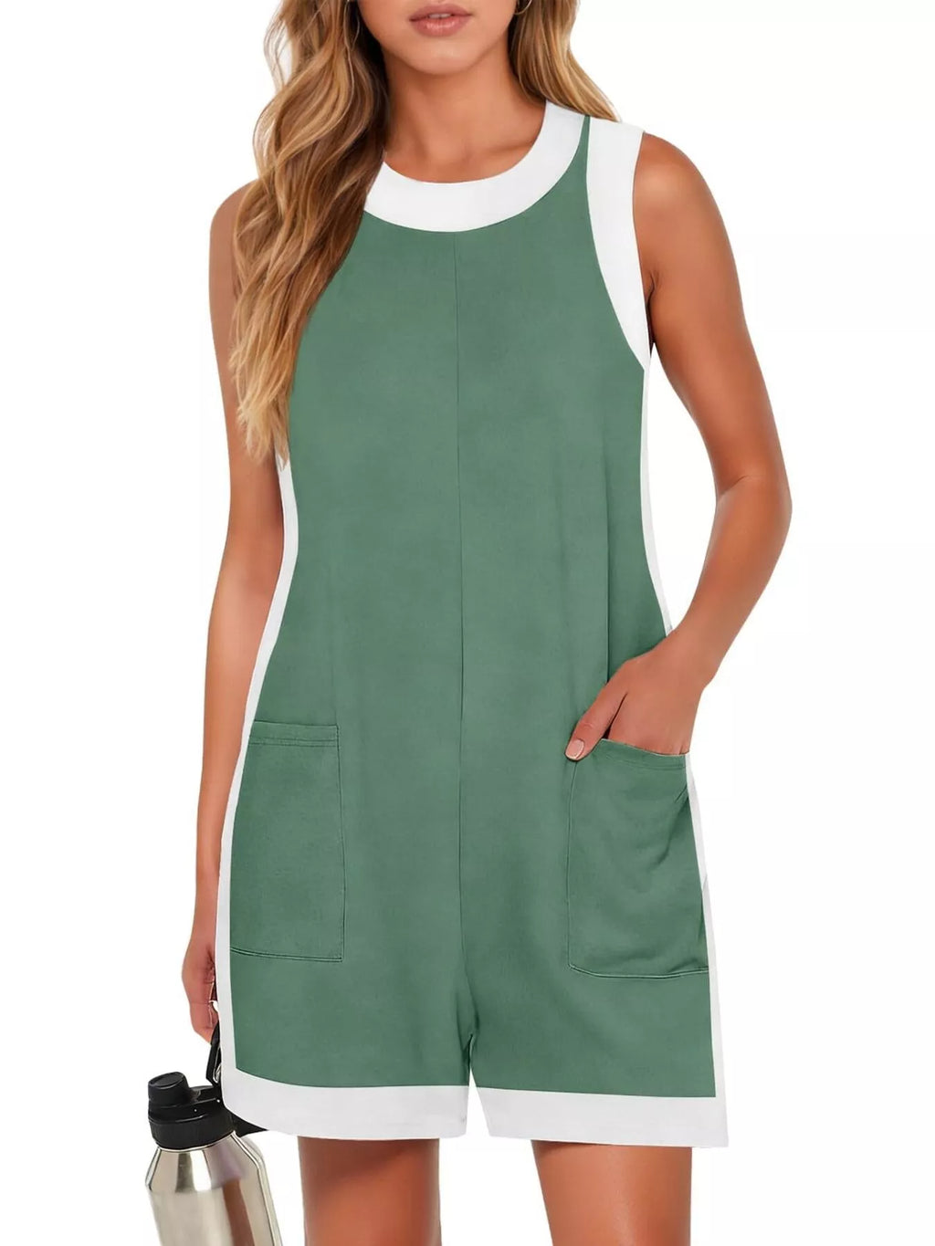 Contrast Trim Sleeveless Romper