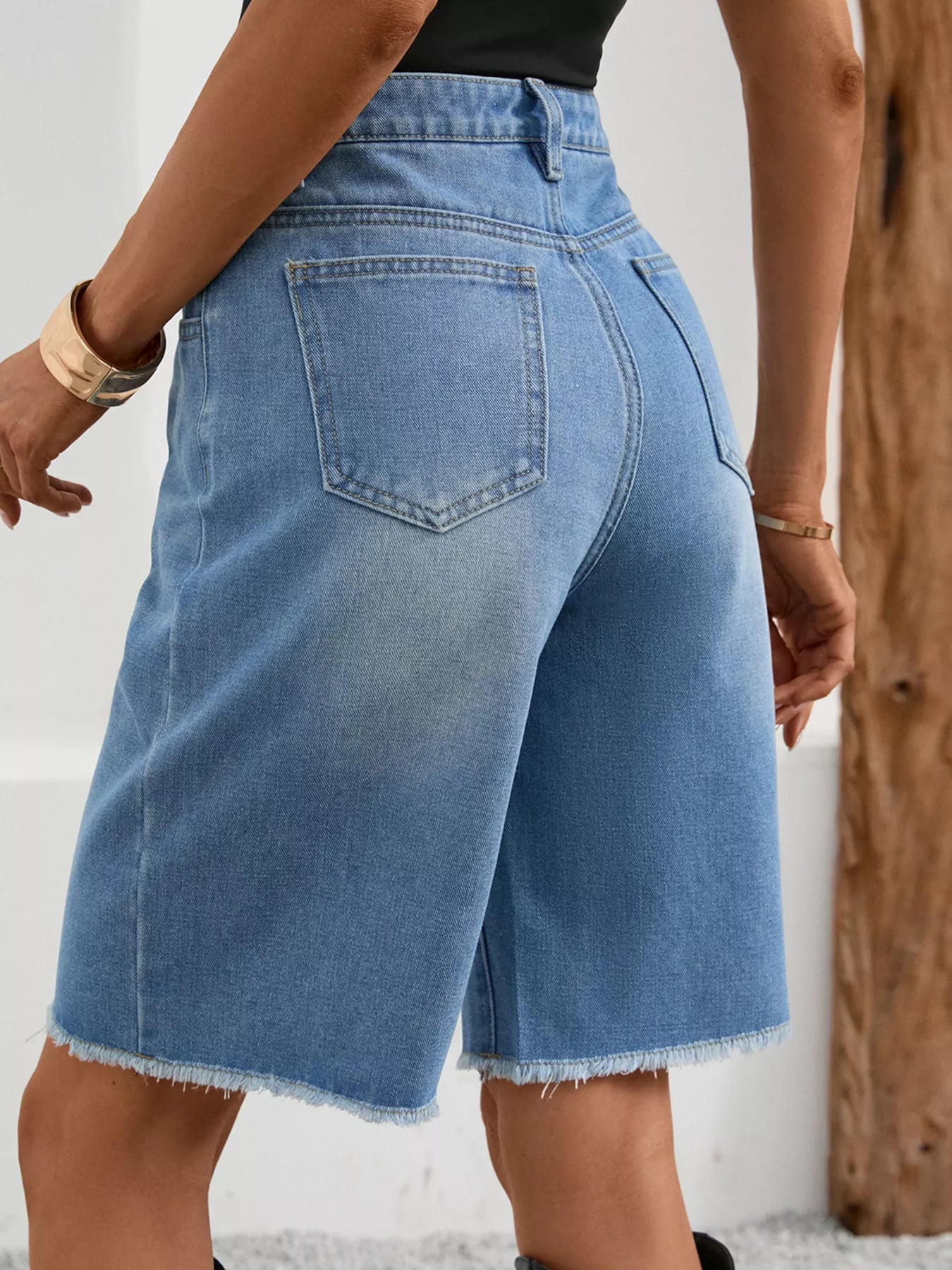 Ripped Frayed Hem Denim Shorts