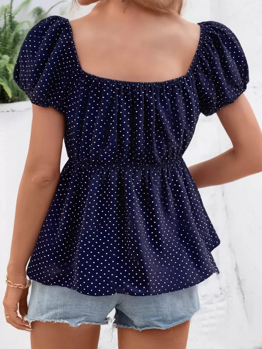 Polka Dot Puff Sleeve Blouse