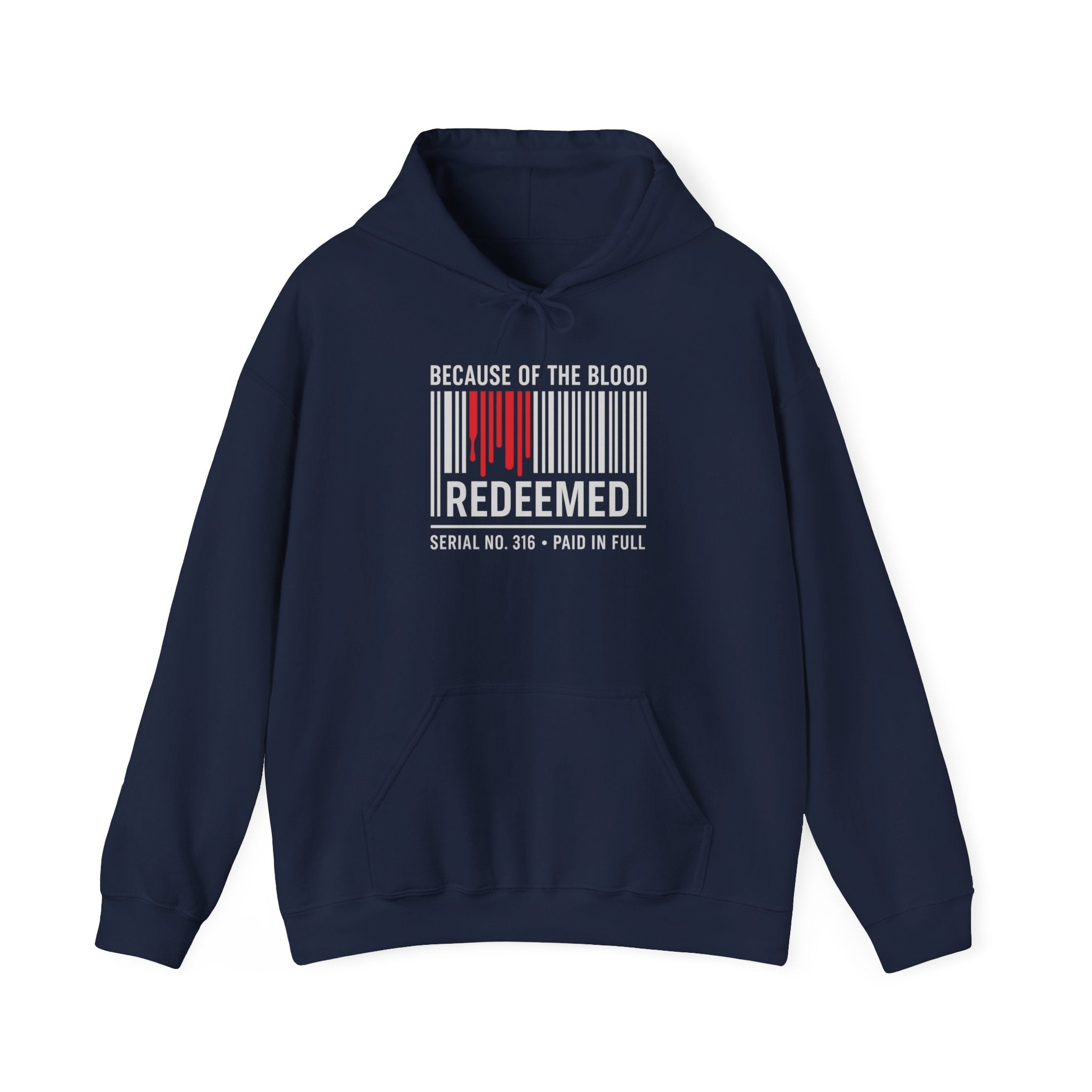 Because of the Blood Unisex Hoodie — Revelation 1:5 Inspirational Redemption Pullover