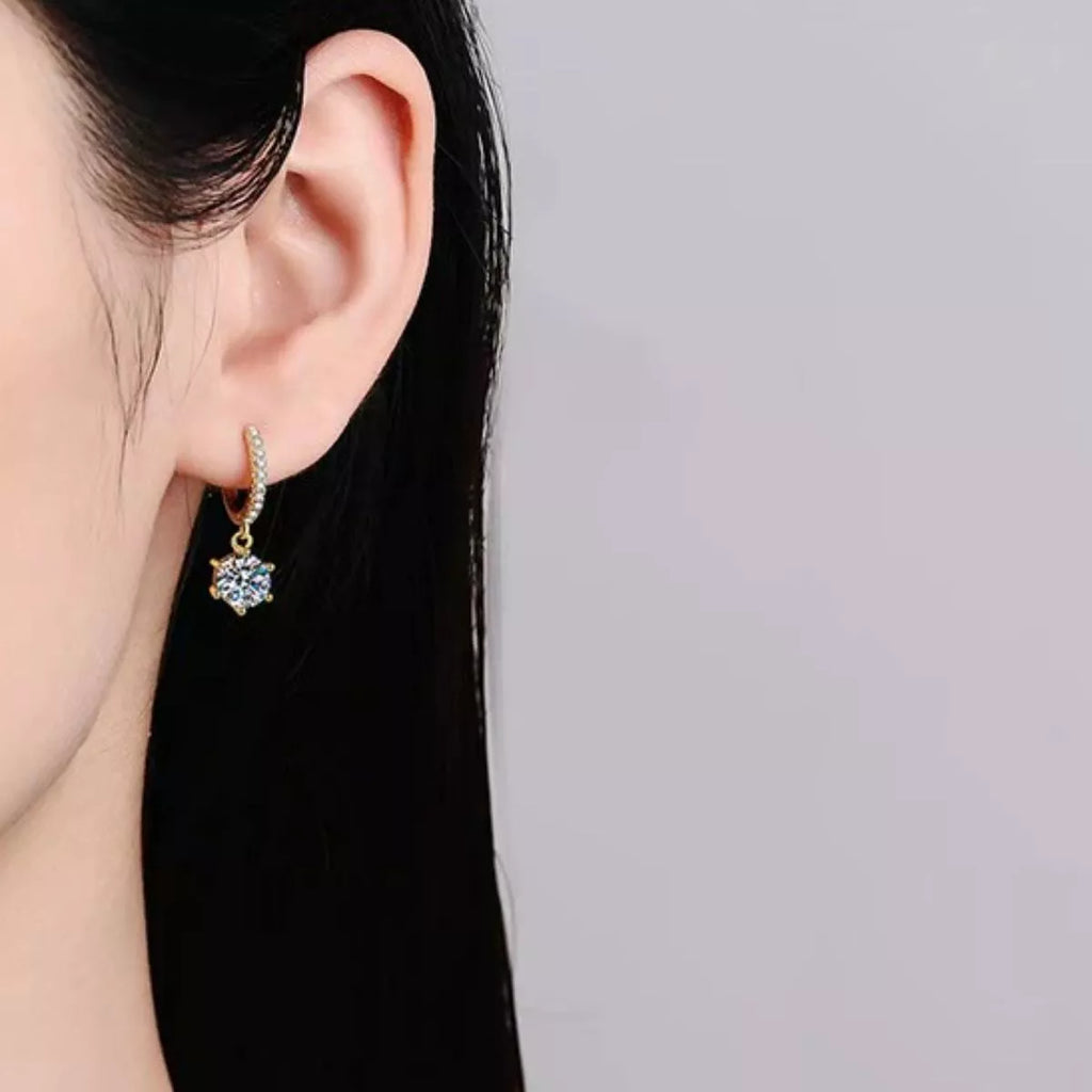 1 Carat 925 Sterling Silver Moissanite Drop Earrings