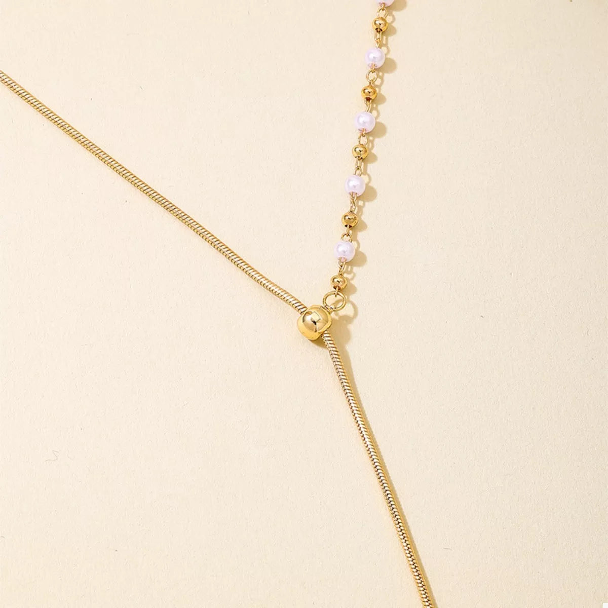 18K Gold-Plated Chain Y-Drop Necklace with Synthetic Pearl Accent