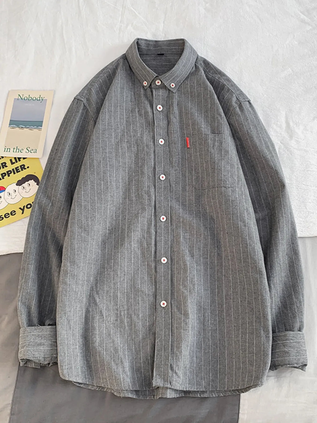 Men's Plus Size Casual Striped Long Sleeve Shirt