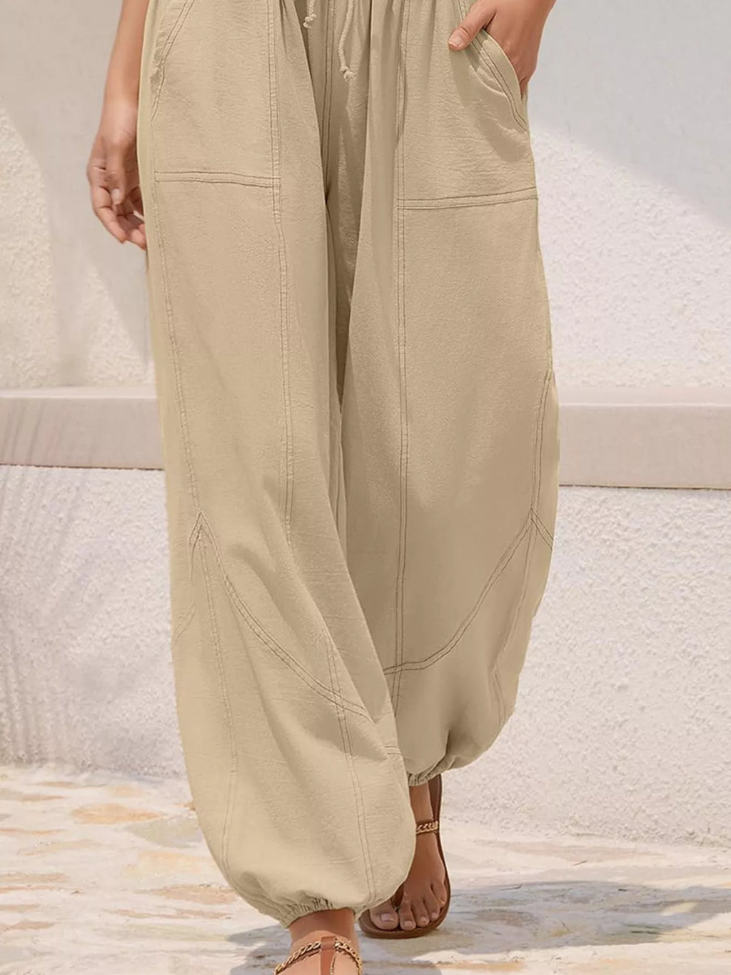 Casual Loose Fit Drawstring Waist Harem Joggers