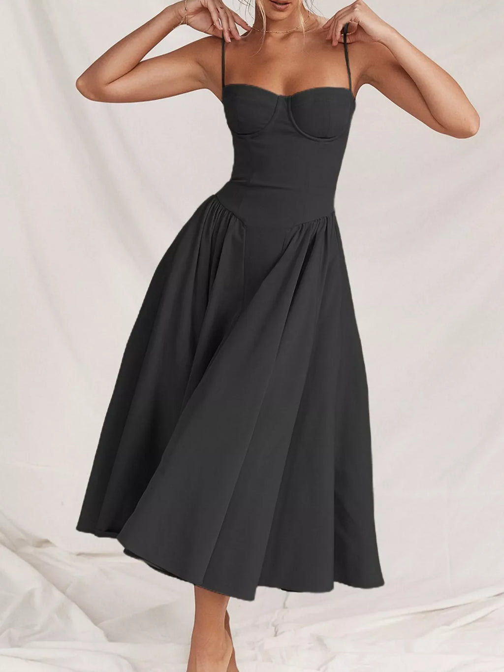 Sweetheart Neck Midi Cami Dress