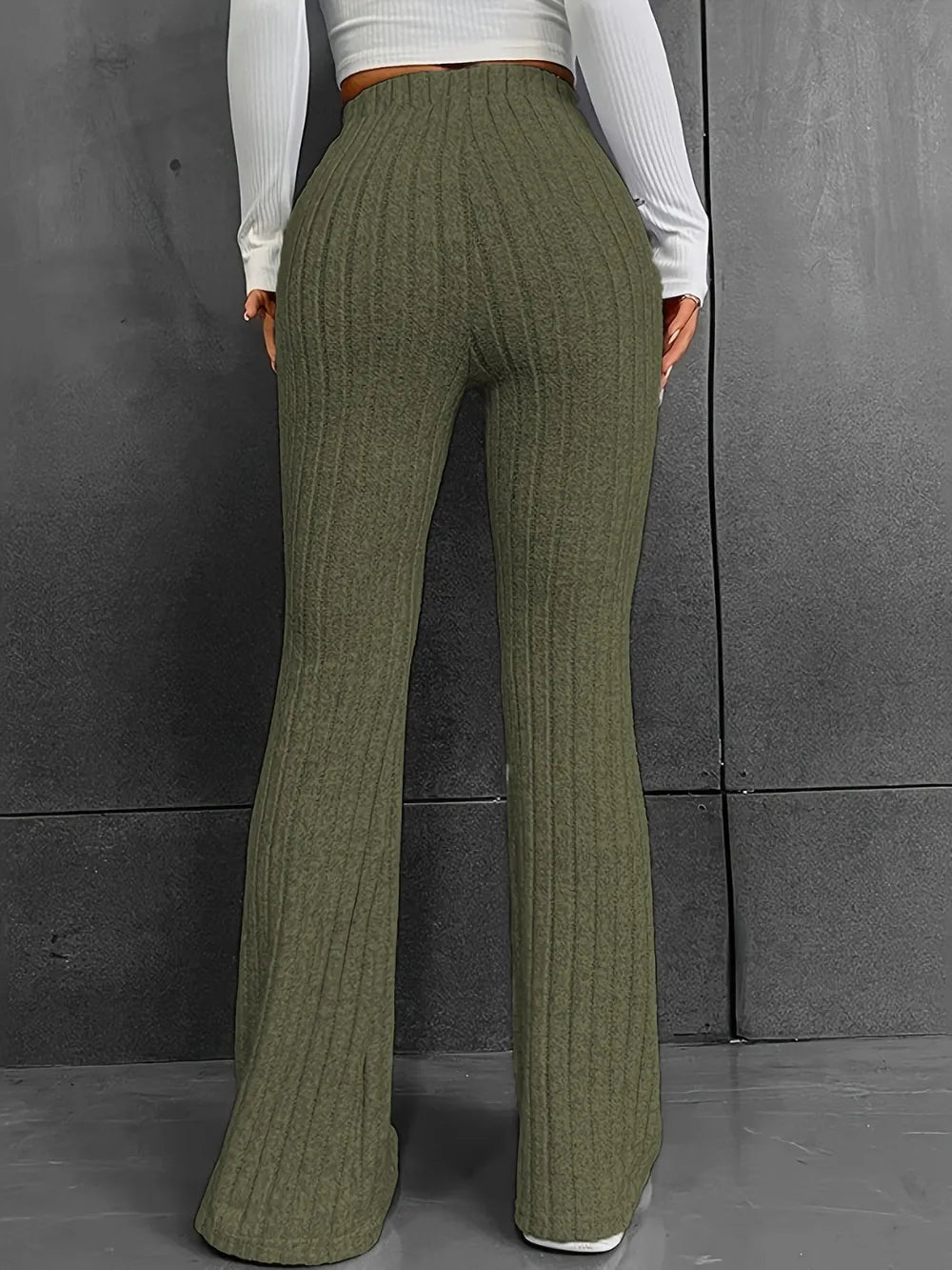 Ribbed High Waist Bootcut Pants
