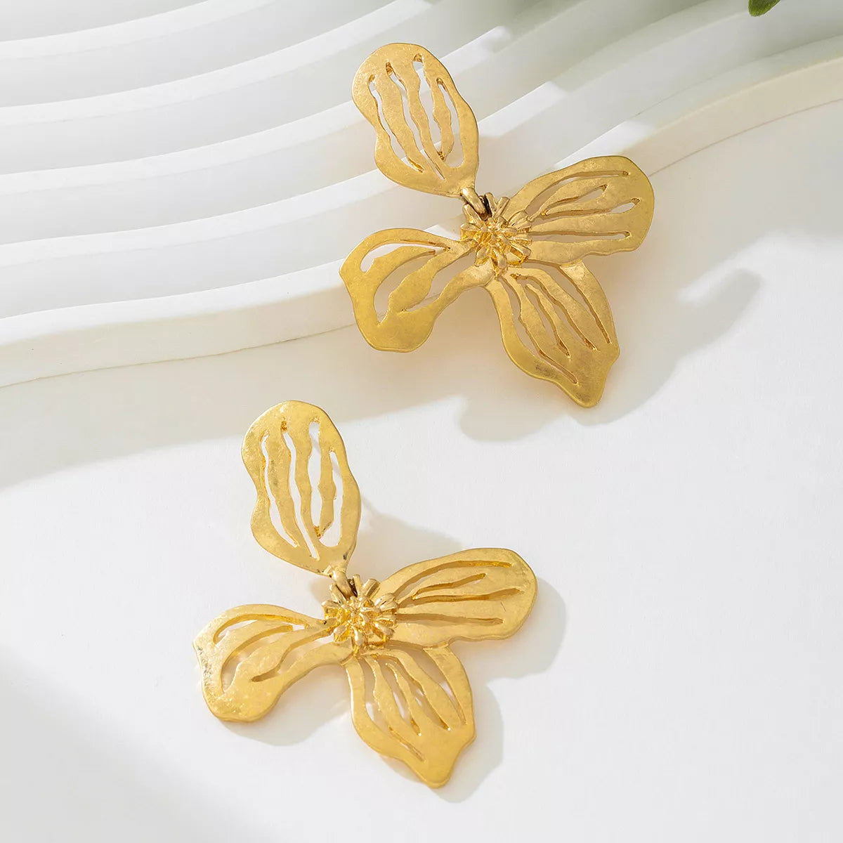 18K Gold-Plated Butterfly Flower Statement Earrings