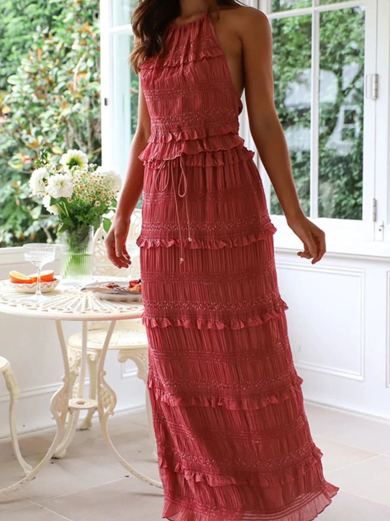 Sleeveless Top and Maxi Skirt Set