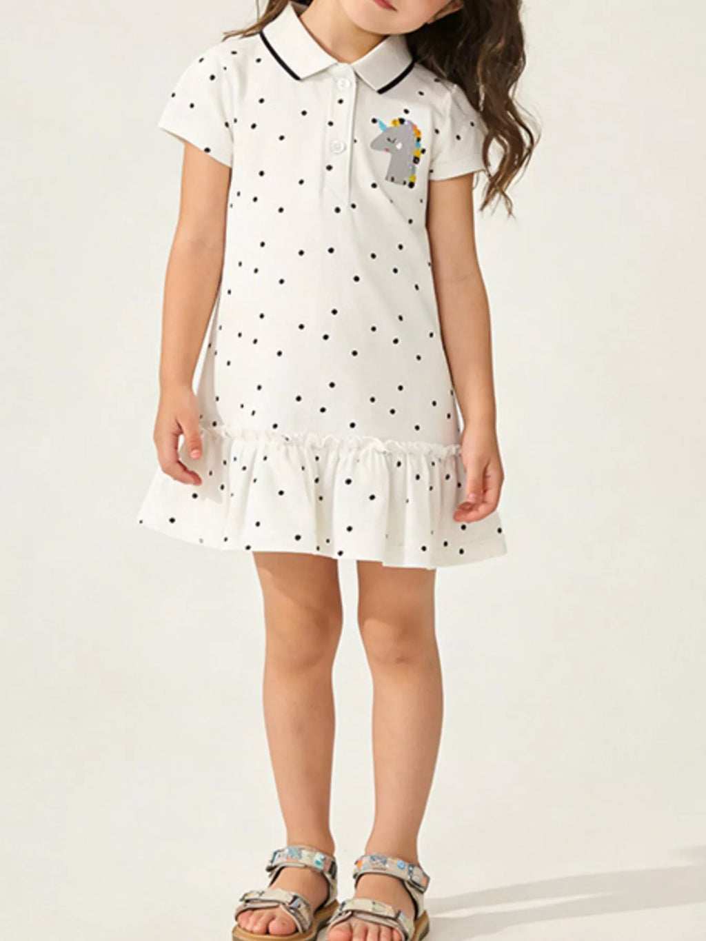 Children's Unicorn Polka Dot Ruffle Hem Dress