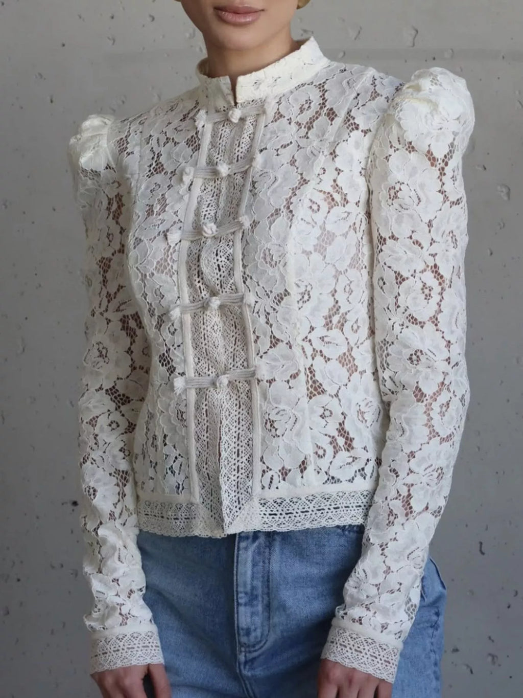 Lace Button-Up Shirt