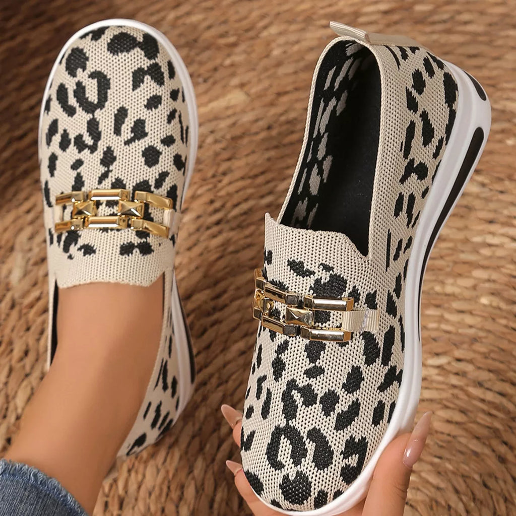 Leopard Round Toe Slip-Ons