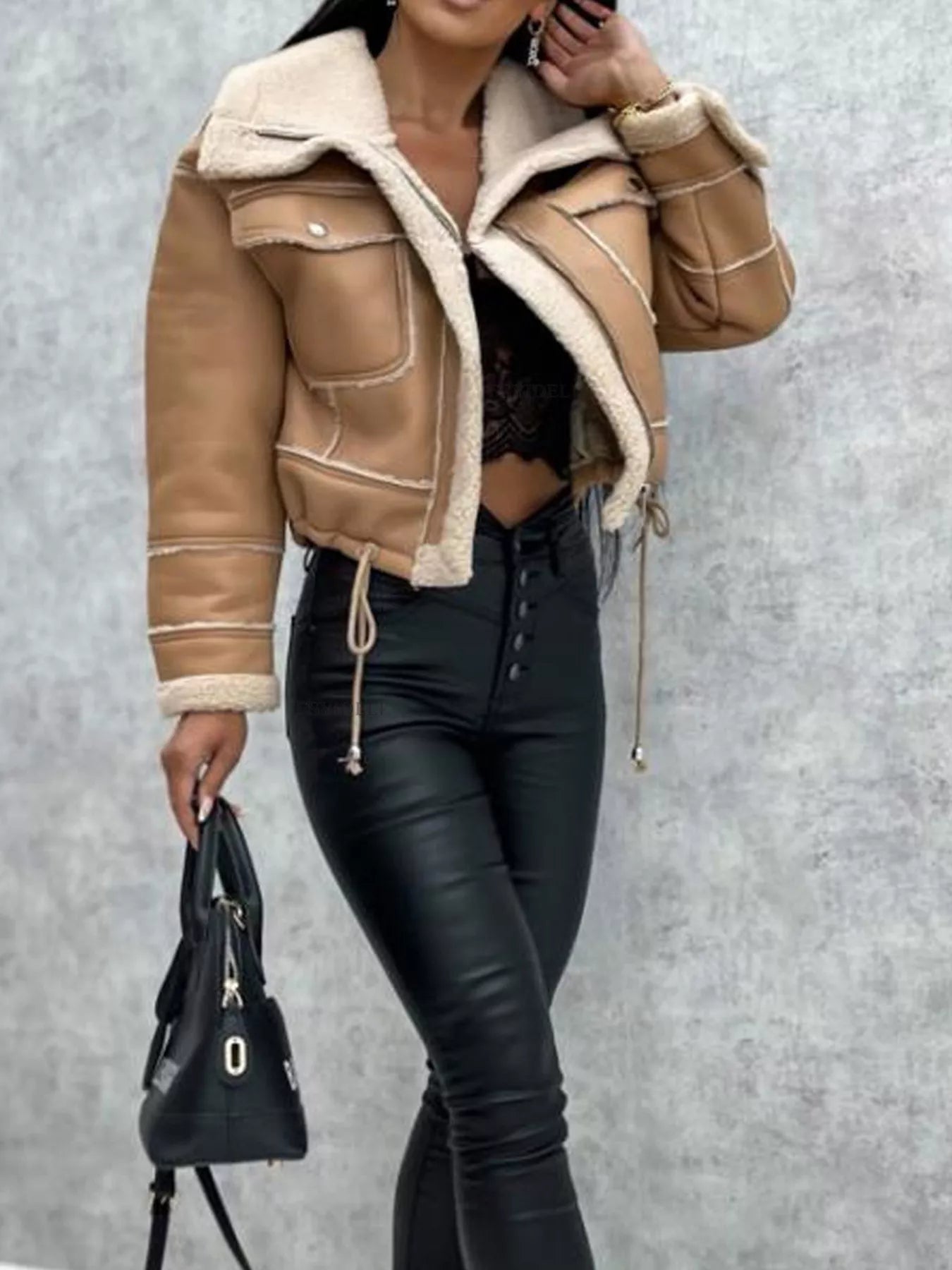 Sherpa Trim Cropped Jacket